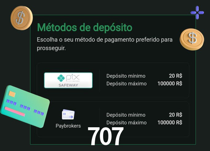 O cassino 707 oferece uma grande variedade de métodos de pagamento